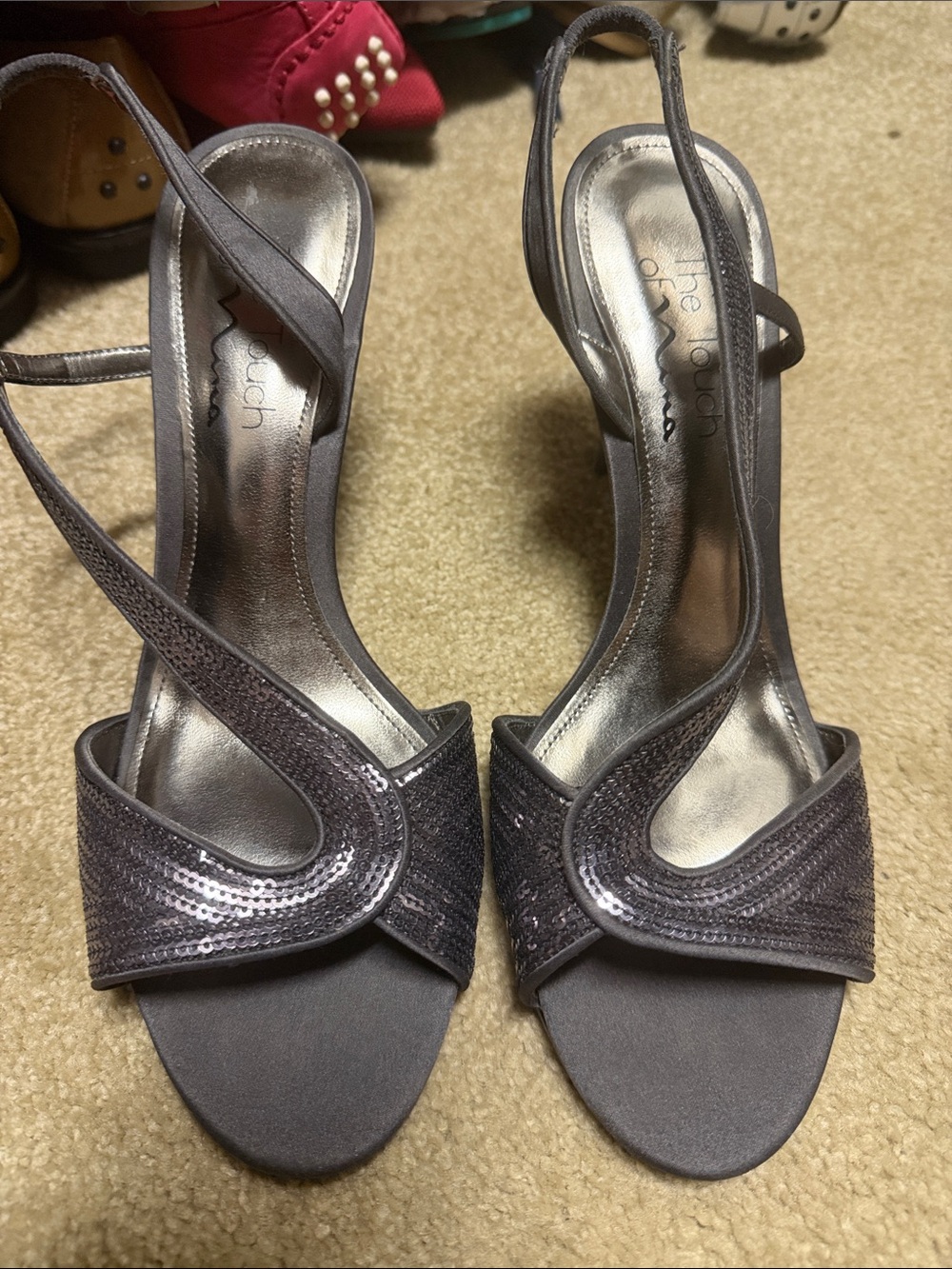 The Touch Glam Purple-Gray Slingback Heels